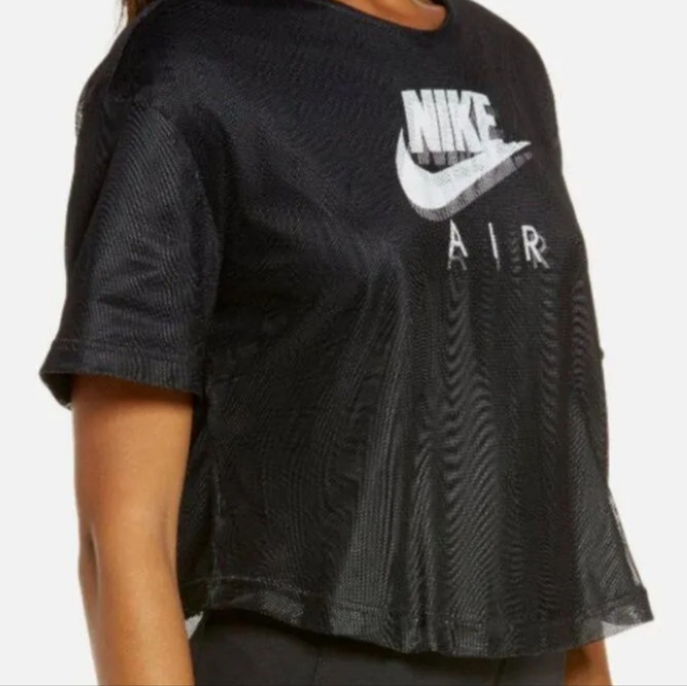 NWT Nike Air Women's Sportswear workout Mesh Crop Top Black White Size 2X - Picture 5 of 9